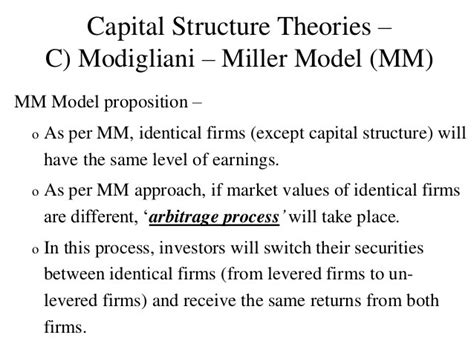 Capital Structure Theory Modigliani and Miller (MM) Approach ...