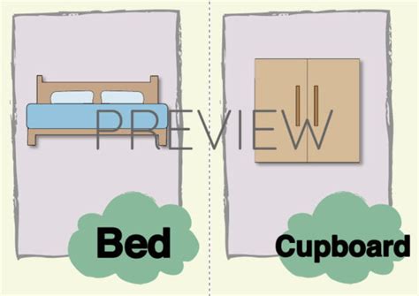 Bed and Cupboard Flashcard | Gru Languages