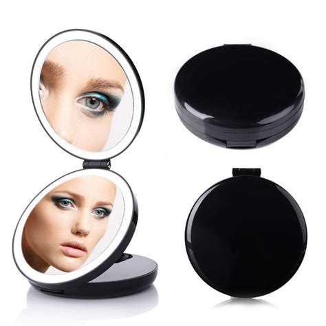 LED Lighted Travel Makeup Vanity Magnifying Mirror USB Powered - 1X/7X Magnification