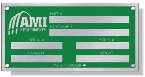 Metal Nameplates, Data & Industrial Nameplates - Canada