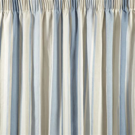 Awning Stripe Seaspray Cotton Pencil Pleat Ready Made Curtains - at ...