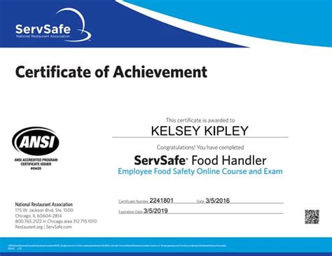 ServSafe Food Handler Certificate | PPT