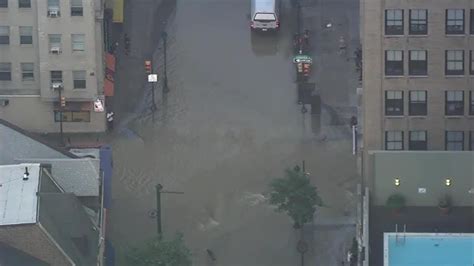 Aerials show flooding in Philadelphia streets