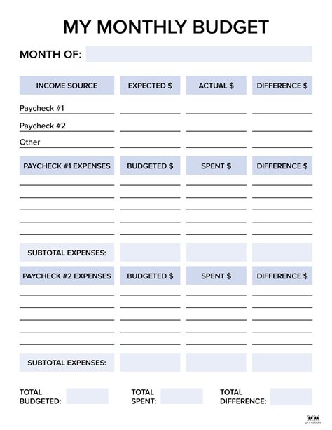 Budget planner template printable - Flexself