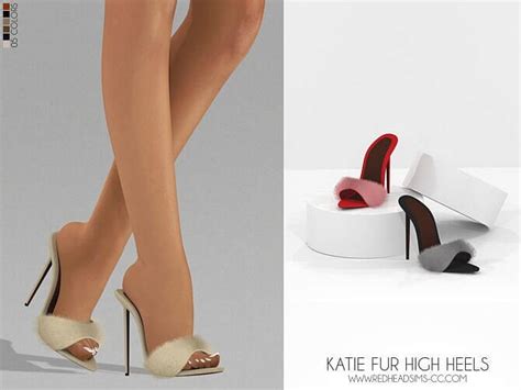 KATIE FUR HIGH HEELS at REDHEADSIMS » Sims 4 Shoes