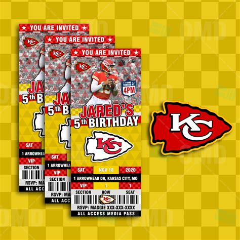 Kansas City Chiefs Ticket Style Sports Party Invites – Sports Invites