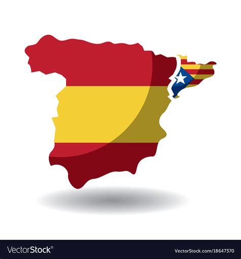 Spain map and catalonia flag independence Vector Image