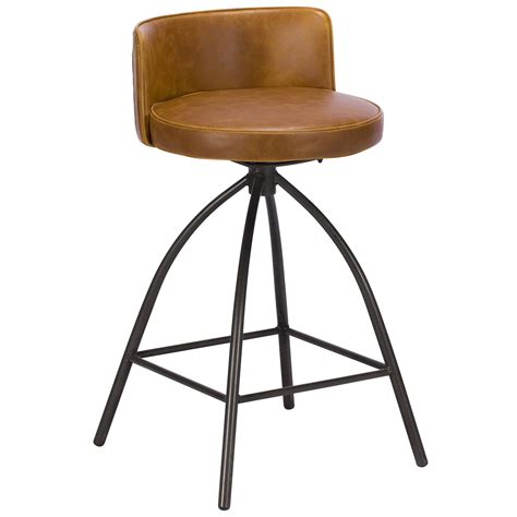 Dylan Swivel Low Bar Stool Faux Leather Tan - Counter Stools & Bar ...