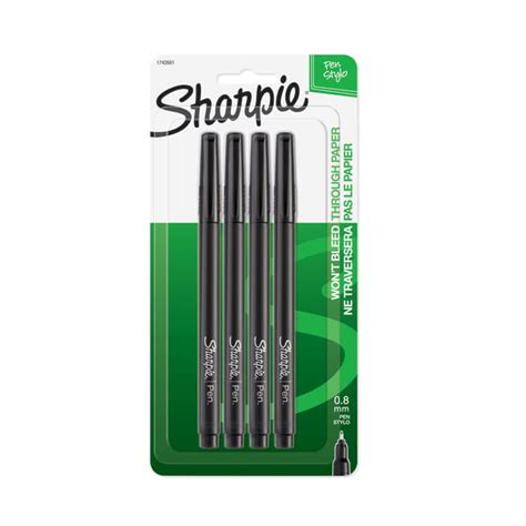 Sharpie® Fine-Point Pens, Fine Point, 0.8 mm, Black Barrels, Black Ink ...