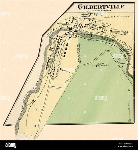 Map of Gilbertville. 1870 Stock Photo - Alamy