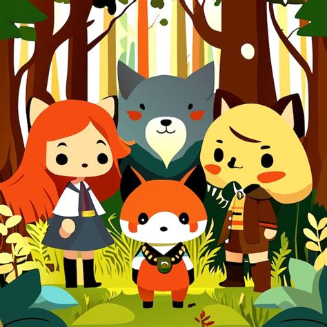 Premium Vector | Scene with kids and animals cartoon in the garden