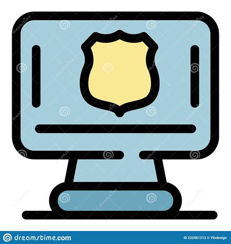 Police Computer Icon Color Outline Vector Stock Vector - Illustration ...