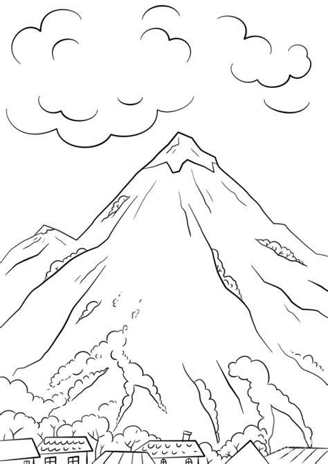 Mountain Scene Coloring Page - Free Coloring Pages Online