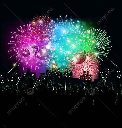 New Year Fireworks Vector Hd PNG Images, Happy New Year With Fireworks ...