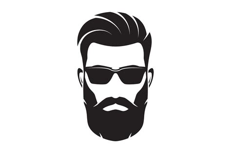 Bearded men face, hipster character. Vector illustration. | Beard logo, Beard logo design, Beard art