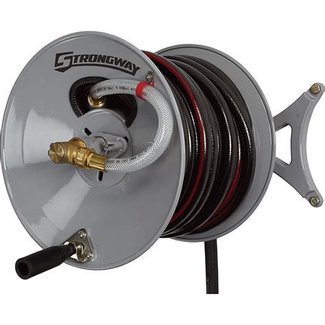 Strongway Parallel or Perpendicular Wall-Mount Garden Hose Reel - Holds ...