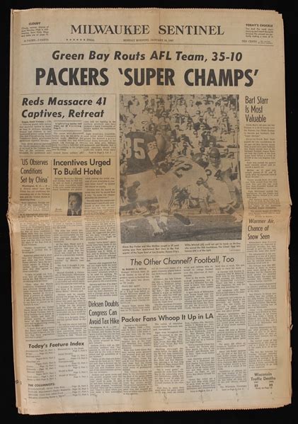 Lot Detail - 1967 Green Bay Packers Super Bowl I Milwaukee Sentinel ...