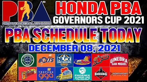 PBA SCHEDULE TODAY December 8, 2021/Pba Governors Cup 2021-22/pba Games Schedule Update - YouTube