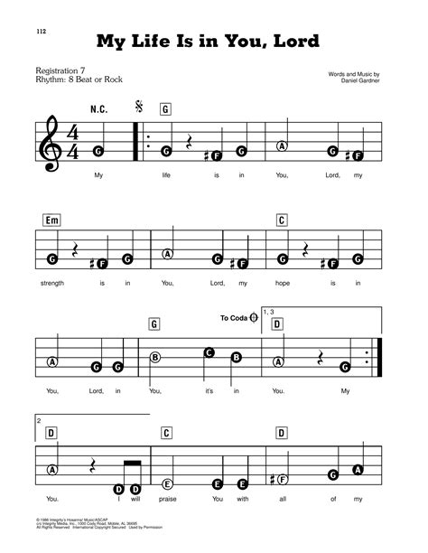 My Life Is In You Lord by Daniel Gardner Sheet Music for E-Z Play Today at Sheet Music Direct