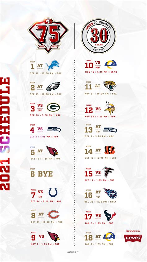 49Ers Printable Schedule