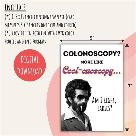 Colonoscopy Funny Card Printable, Digital Get Well Card, Retro and ...