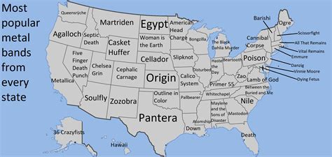 Most popular metal bands from USA : MapPorn