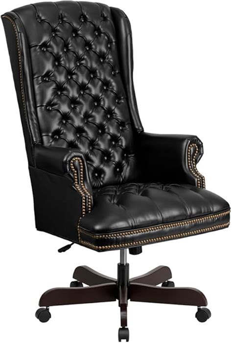 Amazon.com: Offex High Back Traditional Tufted Black Leather Executive ...