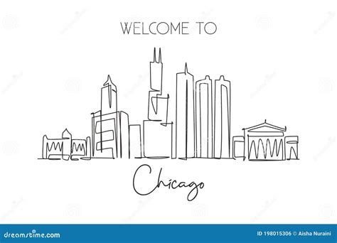 Chicago Skyline Drawing Stock Illustrations – 215 Chicago Skyline Drawing Stock Illustrations ...