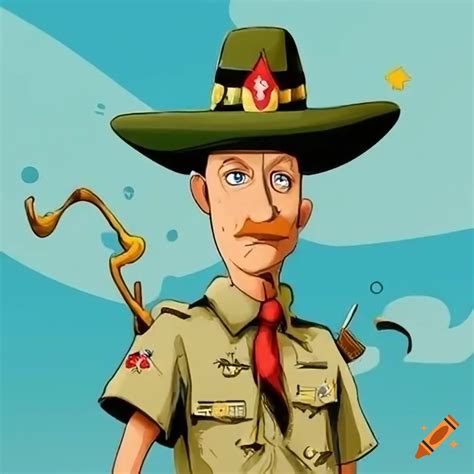 Cartoon of baden powel, the founder of scouting on Craiyon