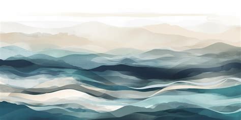 Premium AI Image | A painting of a sea with blue and white waves