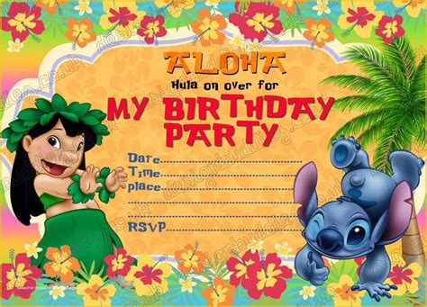 Stitch And Angel Birthday Invitations