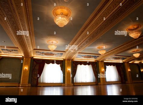 Grand, old fashioned ballroom with glass chandeliers Stock Photo - Alamy