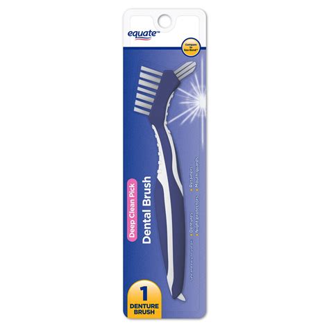 Equate Denture Toothbrush with Deep Clean Pick, Dual Medium Bristle, Manual Brush - 1 Count ...