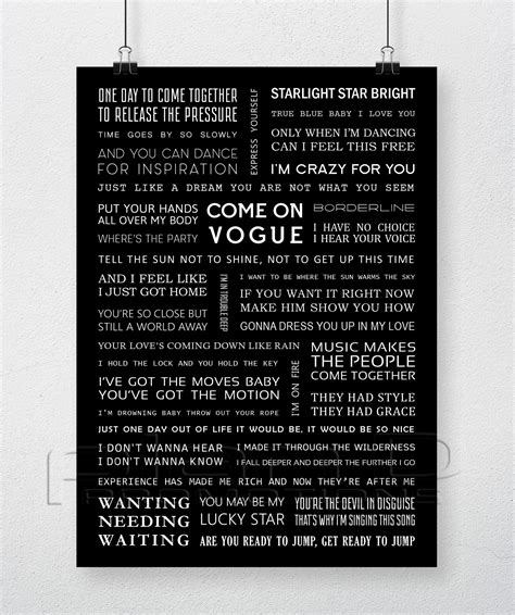 Madonna Song Lyrics Poster A3 Size - Etsy