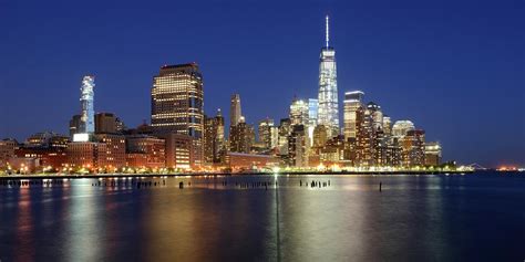 Panorama New York City skyline at night - Lower Manhattan Photograph by Merijn Van der Vliet ...