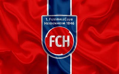 Download wallpapers FC Heidenheim 1846, 4k, red silk flag, German football club, logo, emblem, 2 ...