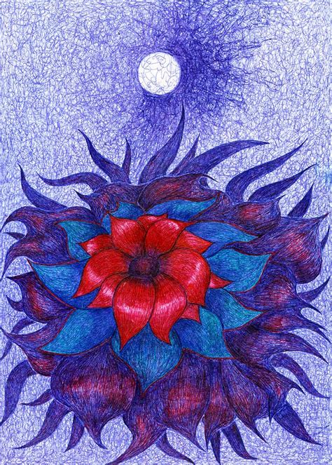 Space Flower Drawing by Wojtek Kowalski | Fine Art America