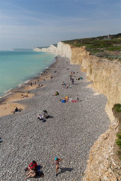 Birling Gap Beach and Seven Sisters White Chalk Cliffs East Sussex ...