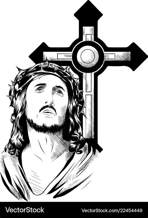 Jesus christ face art design Royalty Free Vector Image