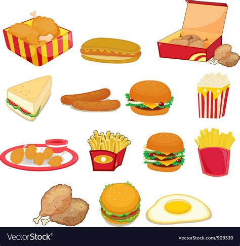 Junk food on white Royalty Free Vector Image - VectorStock