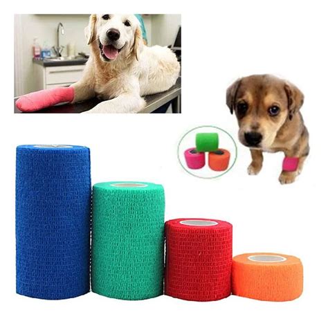 Pet Dogs Cats Care Bandage Wrap Animals Non woven Fabric Self Adhered Foot Wound Cover Bandage ...