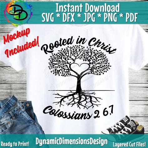 Rooted in Christ svg, Rooted, Christ, Christian svg, dxf and png insta By Dynamic Dimensions ...