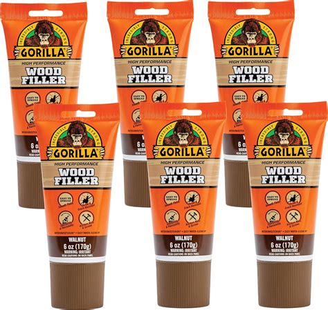 Gorilla All Purpose Wood Filler, 6oz Tube, Walnut (Pack of 6) - Amazon.com