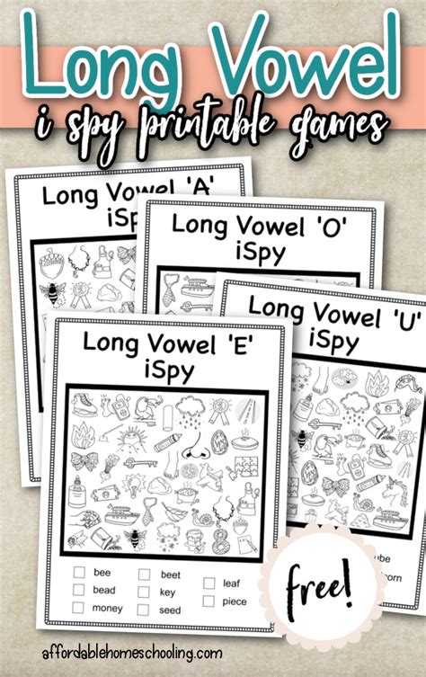 Free Printable Long Vowel I Spy Games for Kids