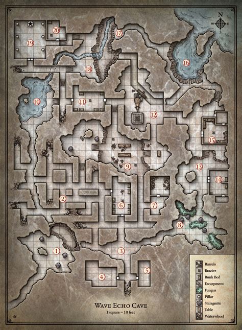 Wave Echo Cave map DM version | Dungeon maps, Tabletop rpg maps, D d maps