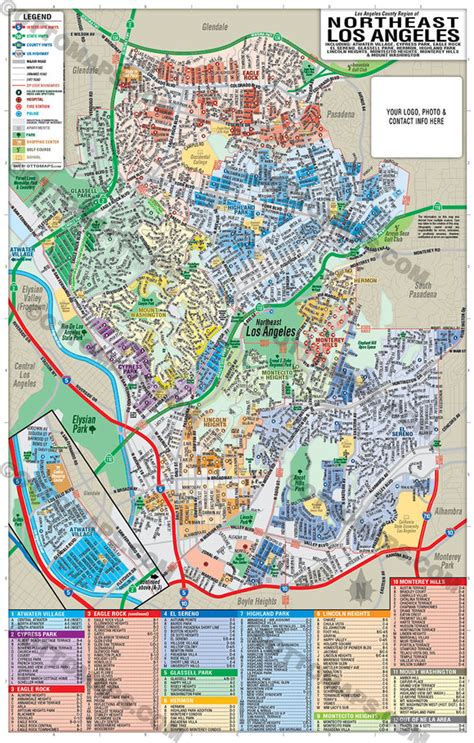 Northeast Los Angeles Map with Neighborhoods and Subdivisions – Otto Maps