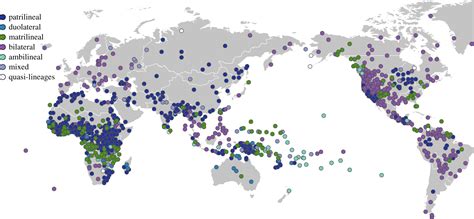 A condensed map of 1274 patrilineal, or matrilineal societies. | Women