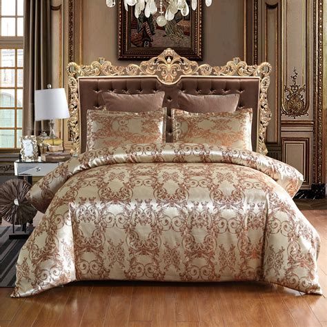 Duvet Cover Satin Bed Cover Gold Color Double Bedding Set – Anna's ...