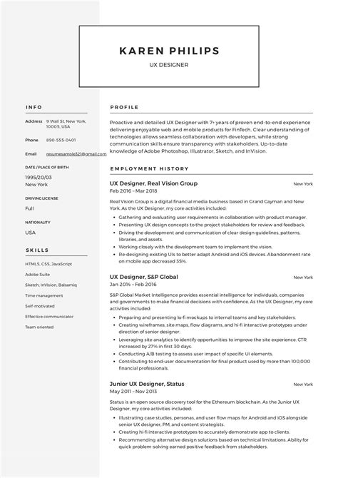 12 UX Designer Resume Sample (s) | Resumeviking.com | 2019 Designs