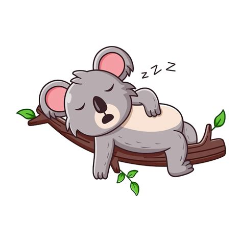 Premium Vector | Cute Koala Cartoon Sleeping on Tree Branch. Animal ...